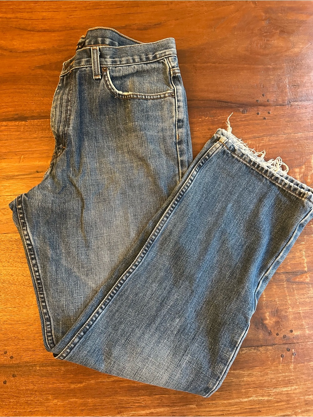 Men’s JCREW Straight Leg Distressed Denim Blue Jeans Size 34x32